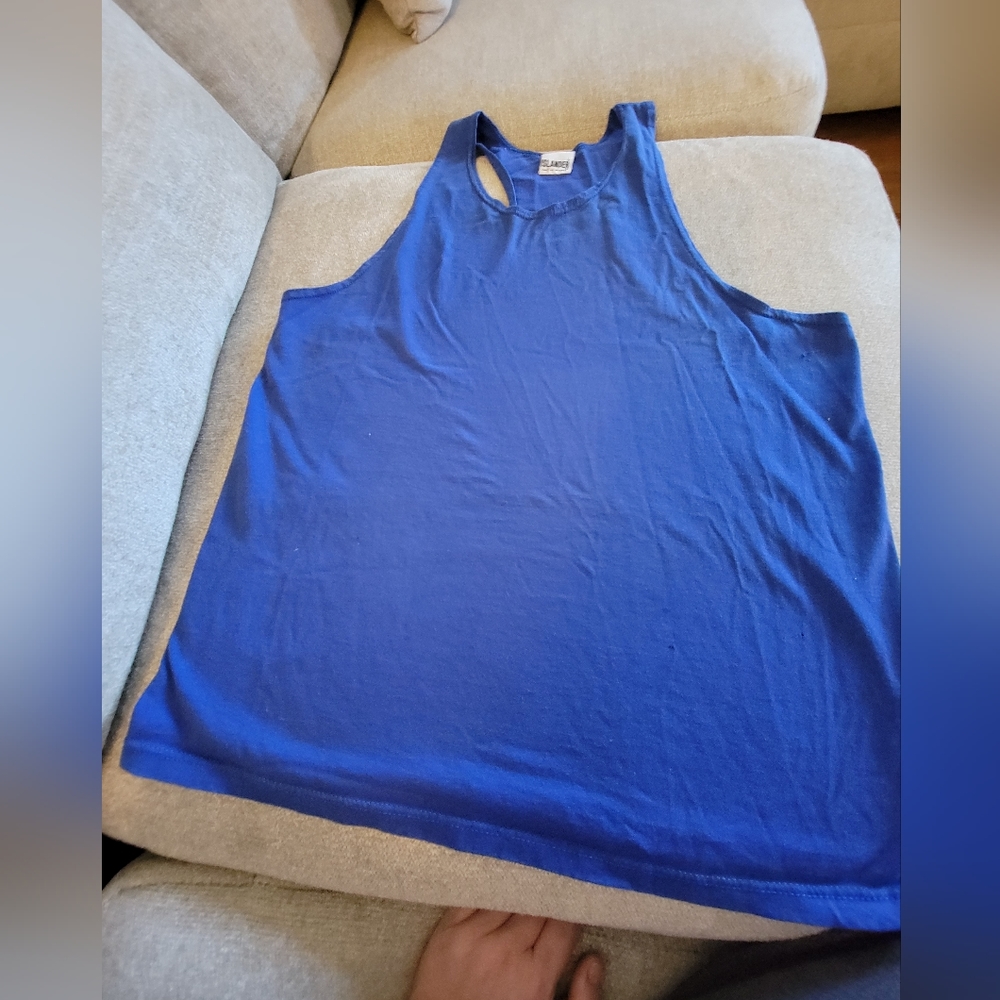 Women's LG racer back blue tank top